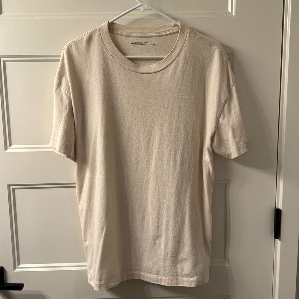Mens Abercrombie & Fitch Short-Sleeve T-Shirt, Size Large, Cream